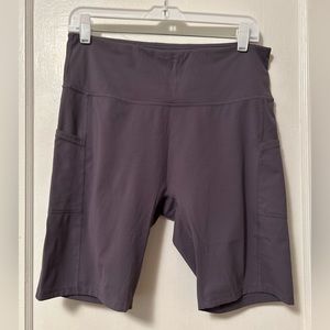 Baleaf Bike Shorts Purple, Stretchy Yoga Shorts with Pockets Large